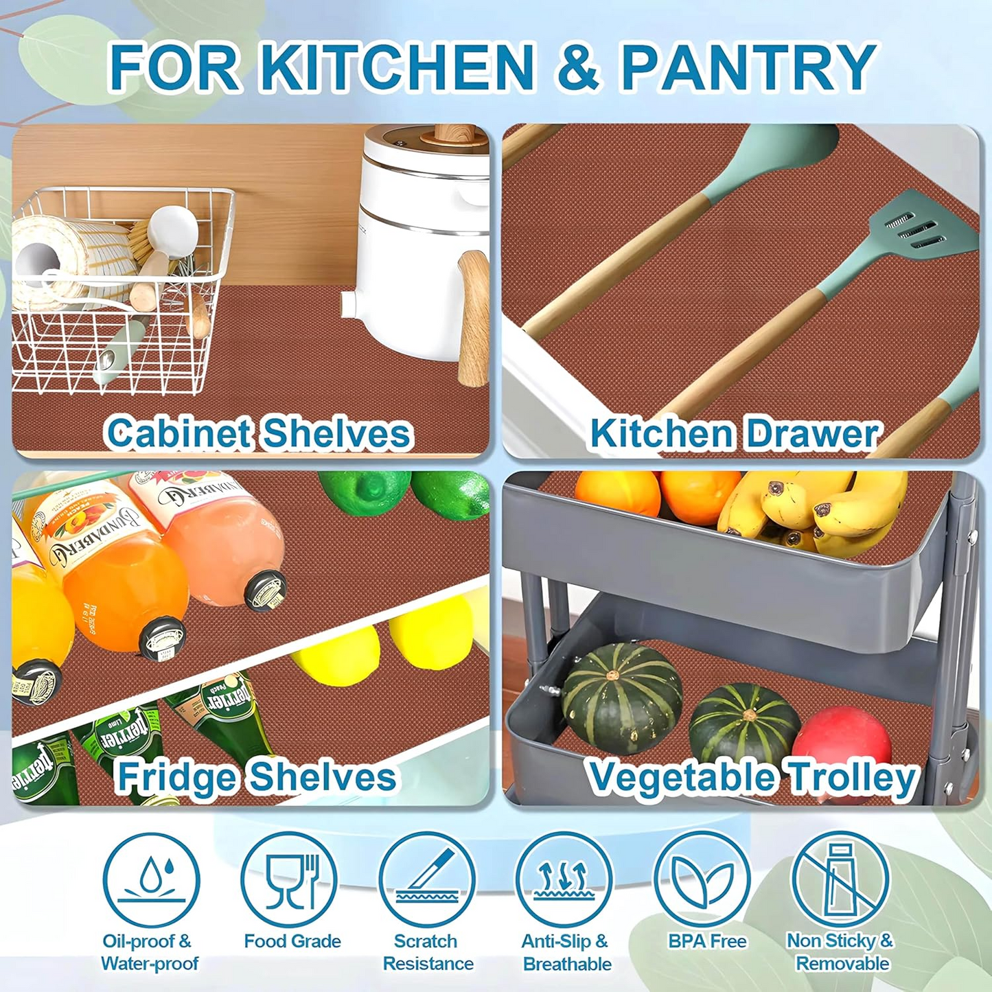 nti-Slip Bathroom Kitchen Cabined Drawer Shelf Mat Liner
