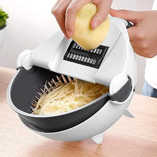 9 in 1 Magic Rotate Vegetable Cutter with Drain Basket