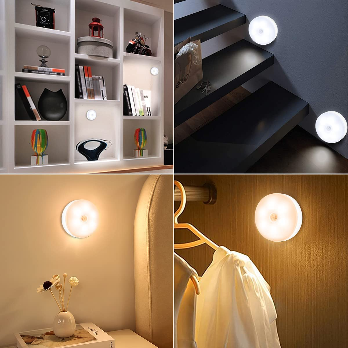 Motion Sensor Light for Home (Pack of 2) with USB Charging Wireless