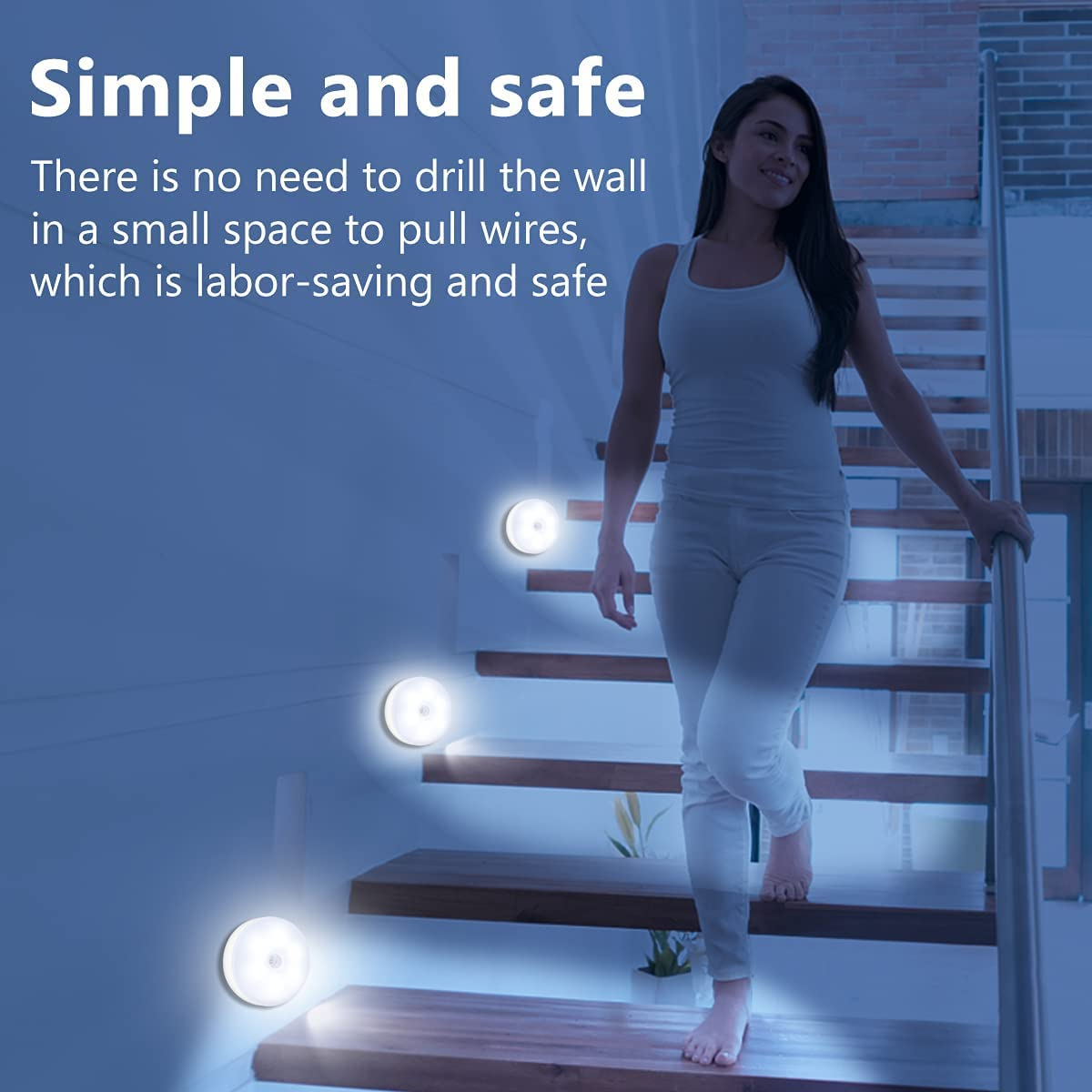 Motion Sensor Light for Home (Pack of 2) with USB Charging Wireless