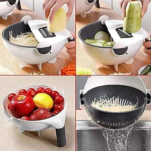 9 in 1 Magic Rotate Vegetable Cutter with Drain Basket