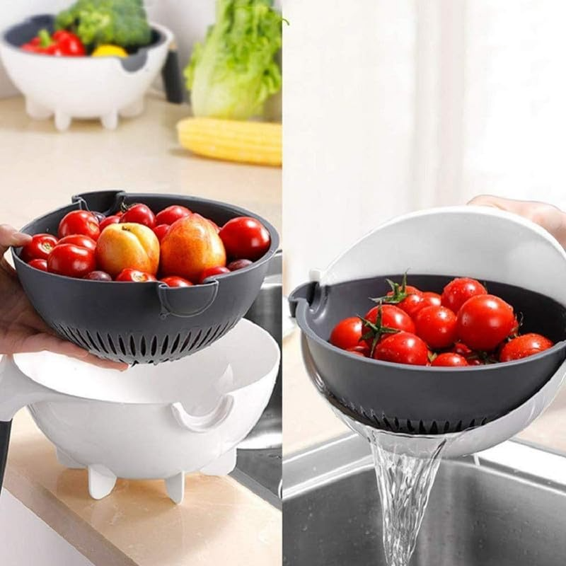 9 in 1 Magic Rotate Vegetable Cutter with Drain Basket