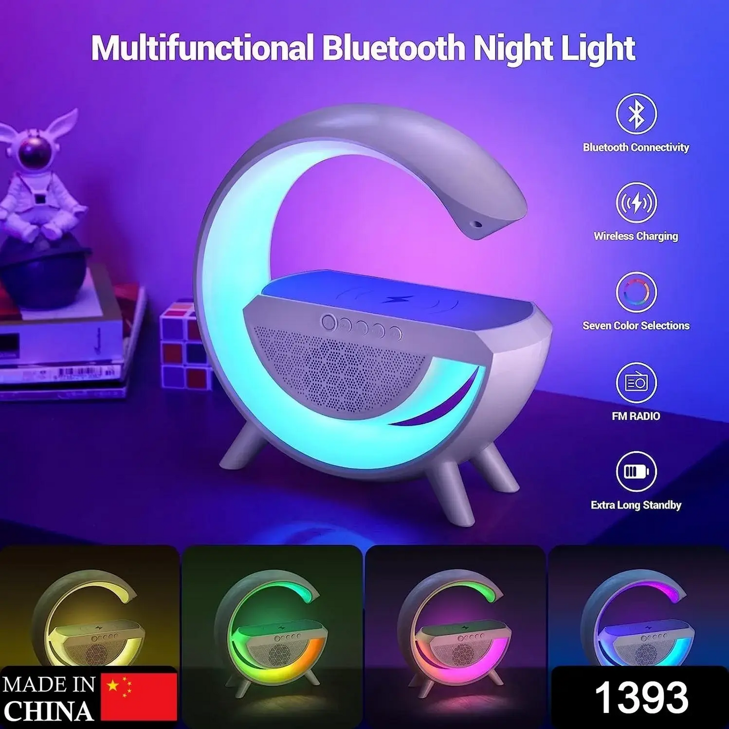 Multifunctional “G-Light” Bluetooth Night Lamp with mood light; Wireless Charger