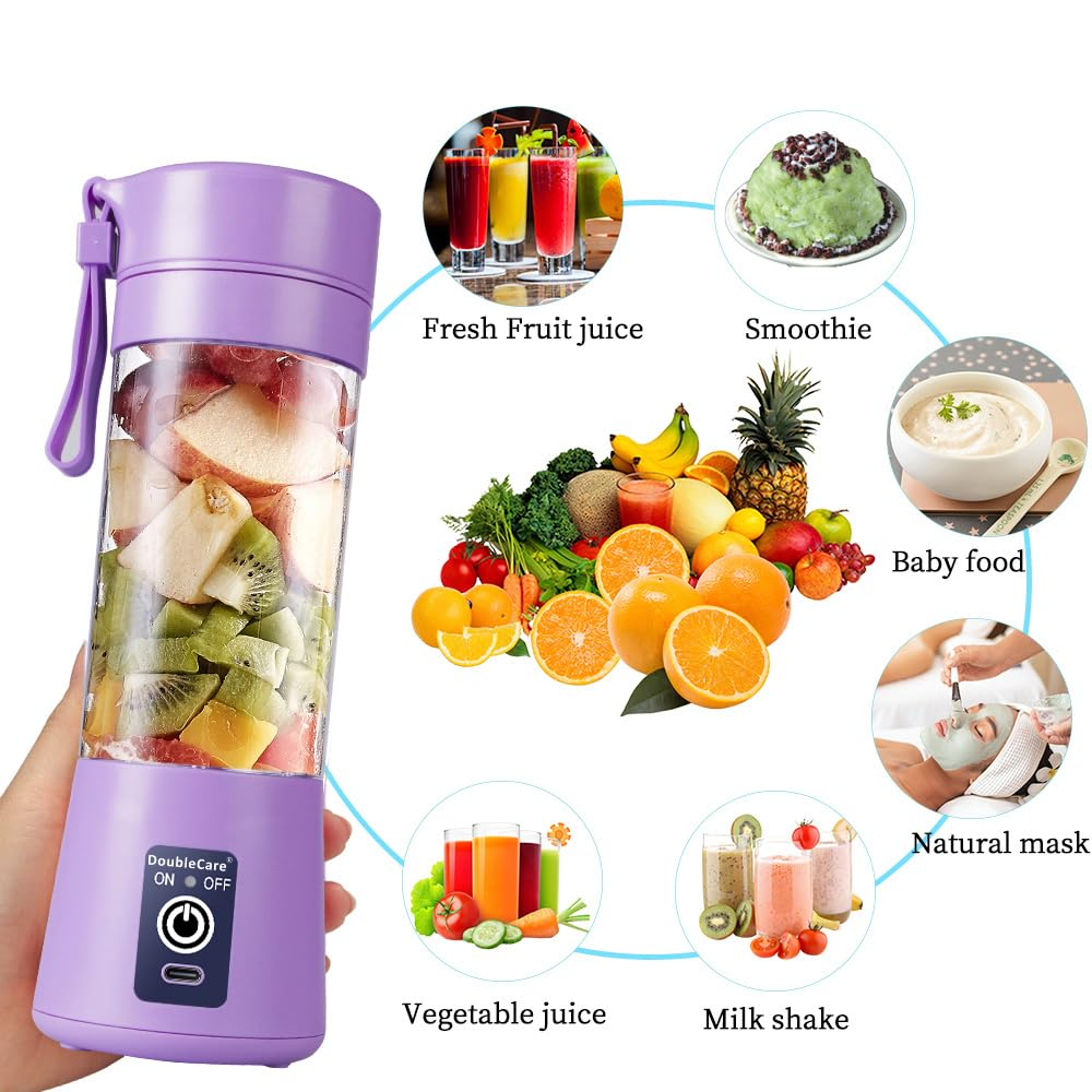 Portable Juicer Blender, 6 Blade Electric USB Rechargeable Juicer Mixer